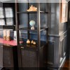 F15. 2 Crate & Barrel “Blake” etageres. 76”h x 22”w x 18”d 